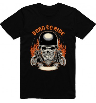 Pánské motorkářské tričko Born to ride Skull